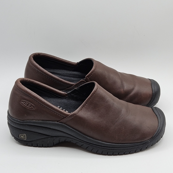 Keen oil & slip resistant non-marking brown leather clog size 7.5 - Picture 12 of 16